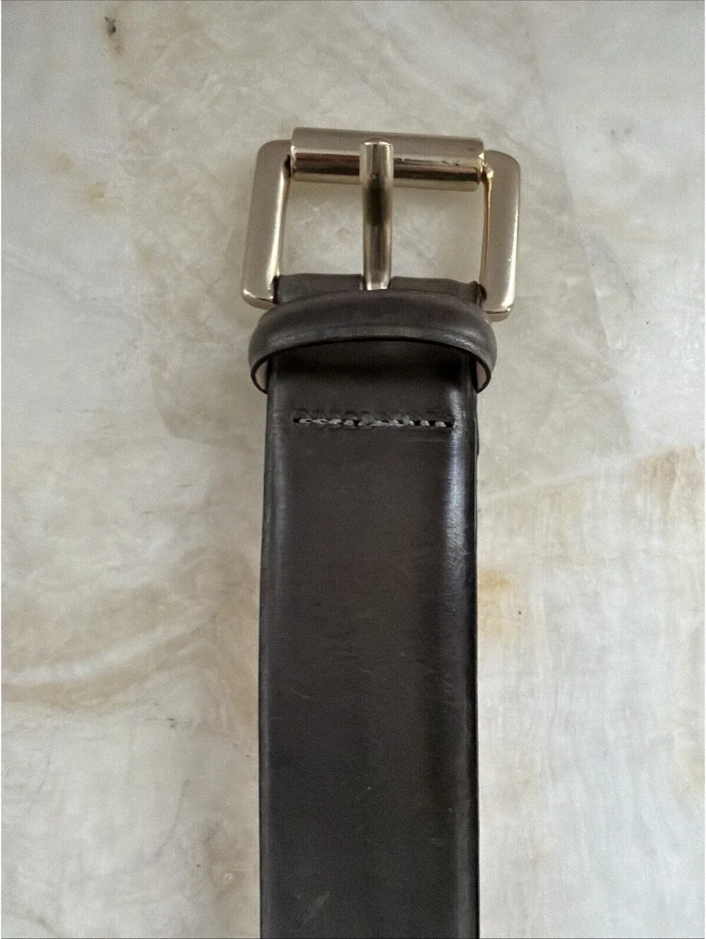Max Mara Pegaso Sage Gray Green Leather Belt Size Small 34.5